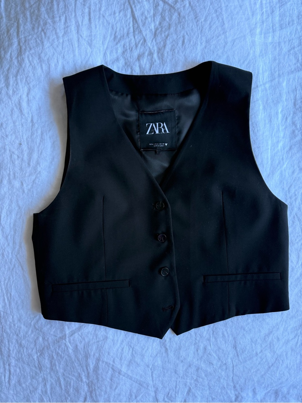 ZARA Black Button-Front Vest